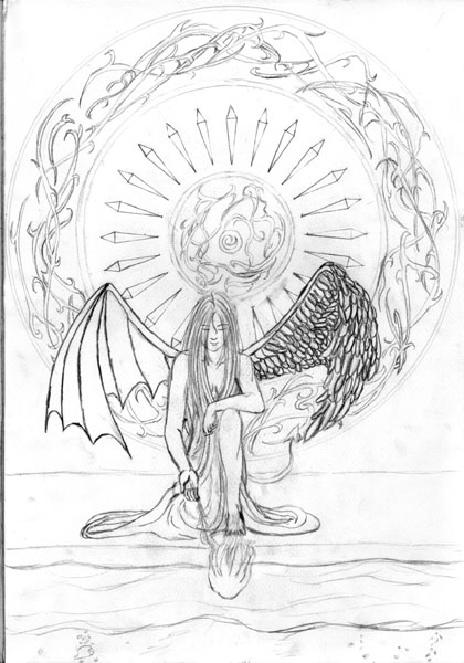 Leinwandbild Engel betet auf seinen Knien Hand gezeichnete Vektor  Llustration realistische Skizze • Pixers® - Wir leben, um zu verändern